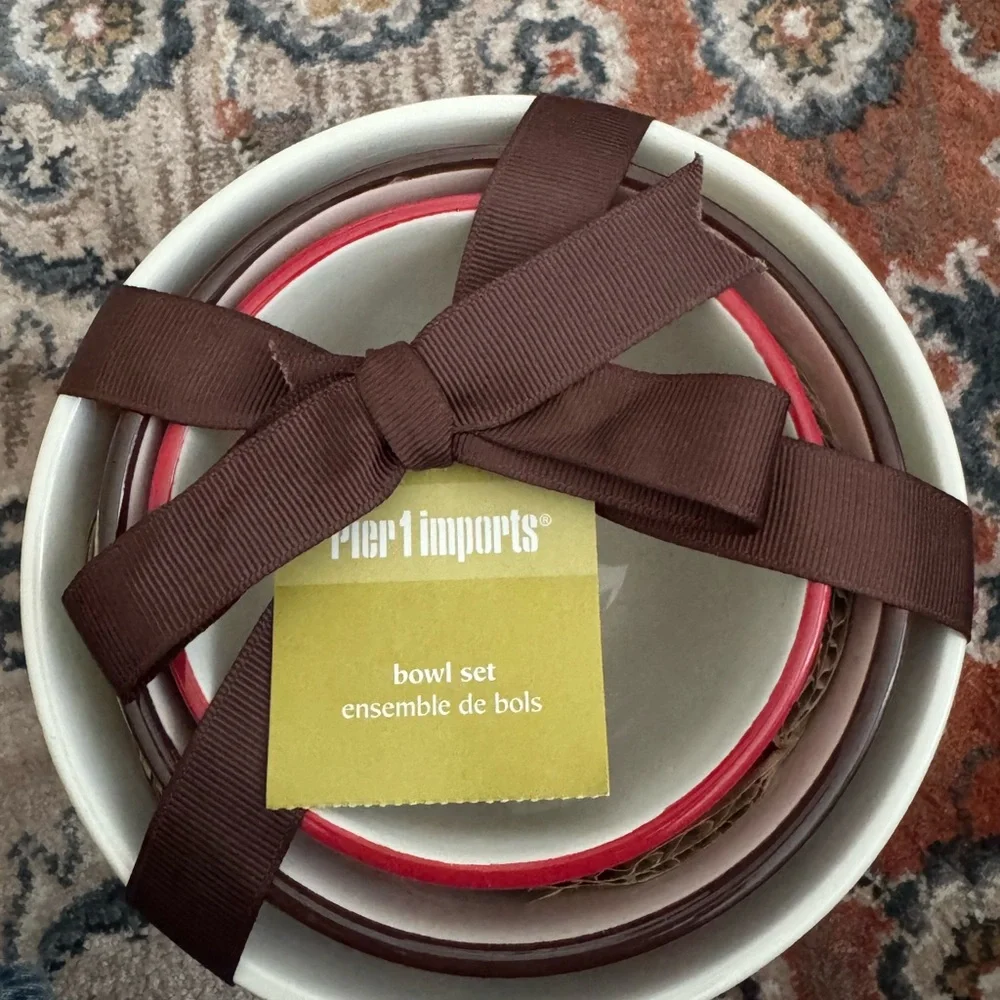 Pier 1 imports ceramic 3 piece bowl set new with tag dishwasher safe